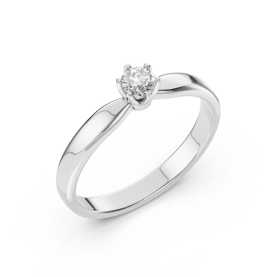 Solitaire Diamond Ring Round 0.2ct by Qutahia Jewellery