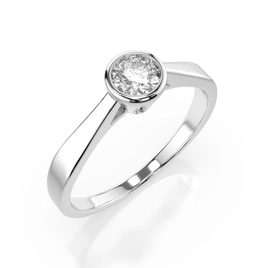 Solitaire Diamond Ring Round 0.3ct by Qutahia Jewellery