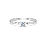 Solitaire Diamond Ring Princess 0.17ct by Qutahia Jewellery