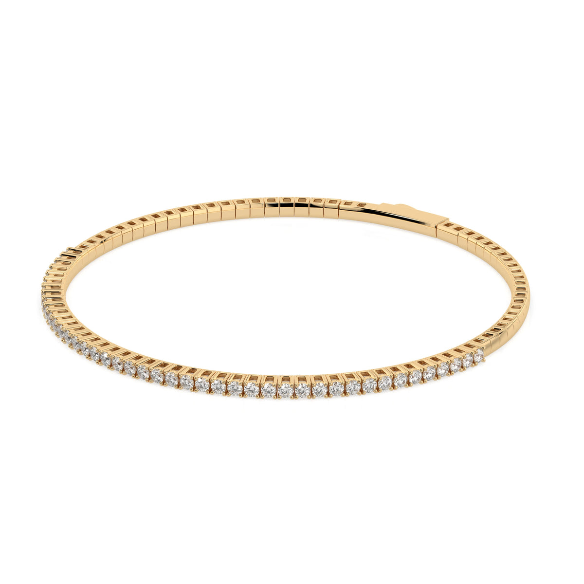 Natural diamond tennis bracelet 0.86ct in solid gold, view 5, by Qutahia Jewelry