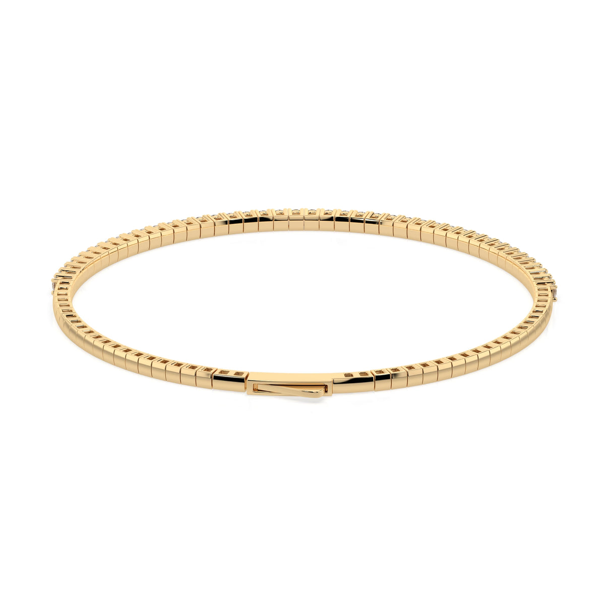 Natural diamond tennis bracelet 0.86ct in solid gold, view 6, by Qutahia Jewelry