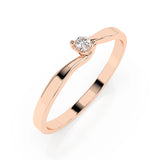 Solitaire Diamond Ring Round 0.04ct by Qutahia Jewellery