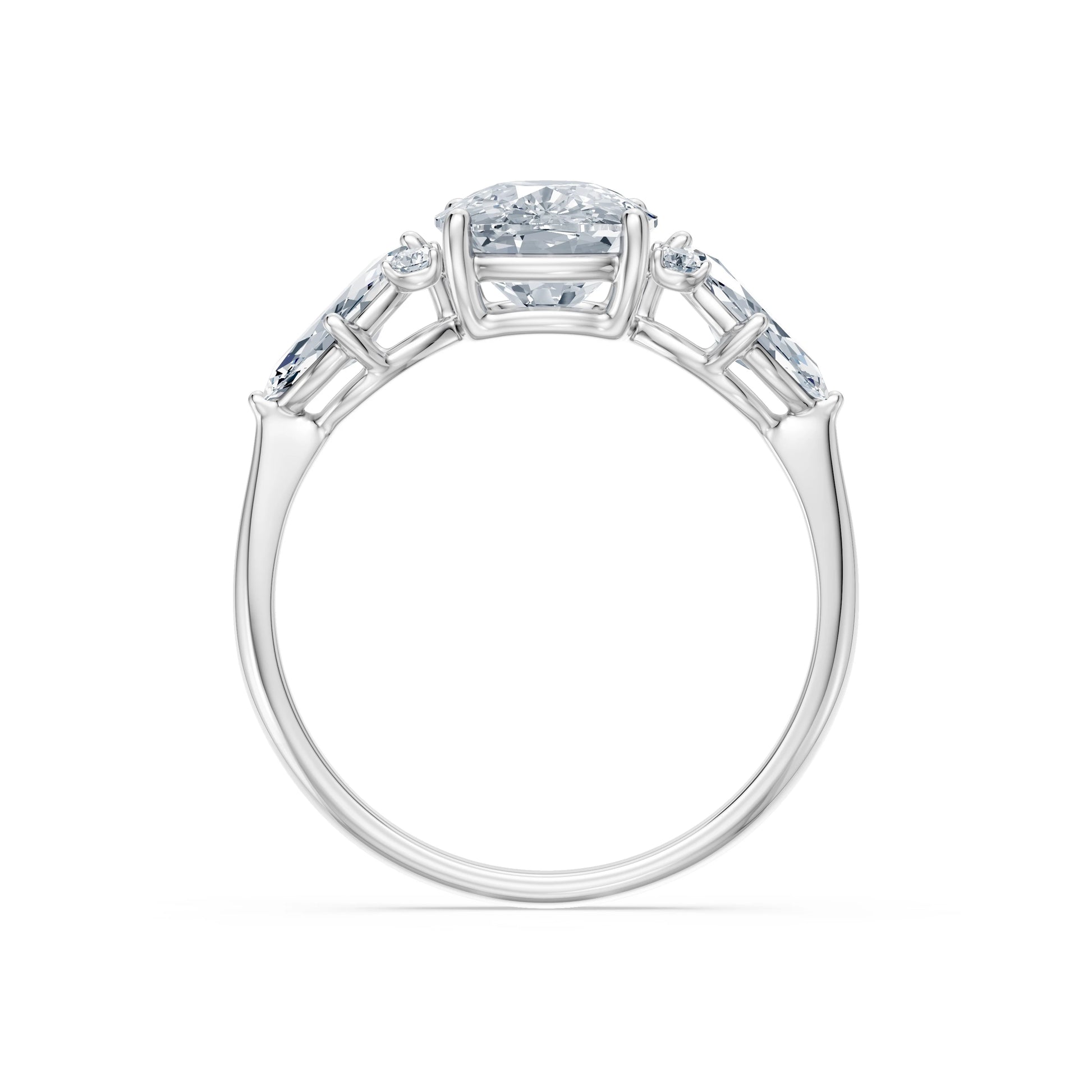 Cushion Lab Grown Diamond Side Stone Eternity Ring 2.0ct by Qutahia Jewellery