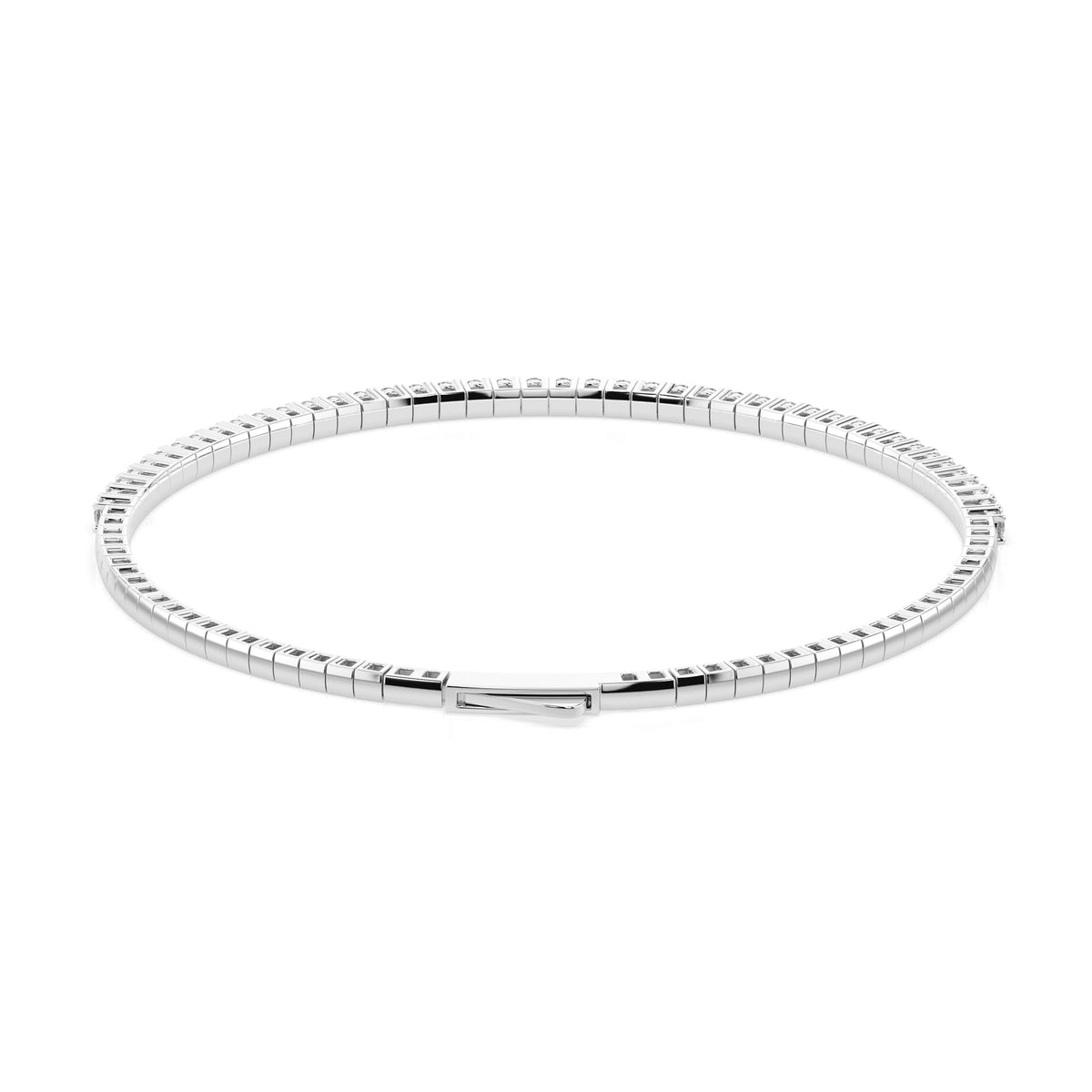 Natural diamond tennis bracelet 0.86ct in solid gold, view 3, by Qutahia Jewelry