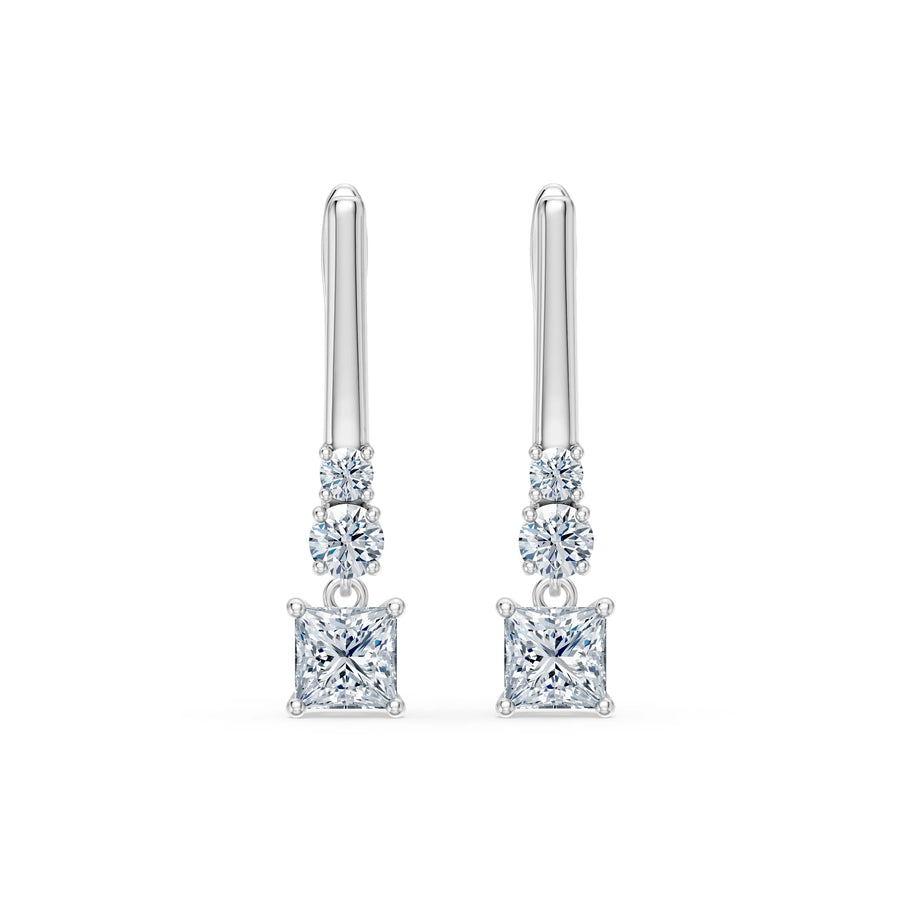 Diamond Eternity Earrings Princess 0.6ct by Qutahia Jewellery