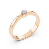 Solitaire Diamond Ring Round 0.1ct by Qutahia Jewellery