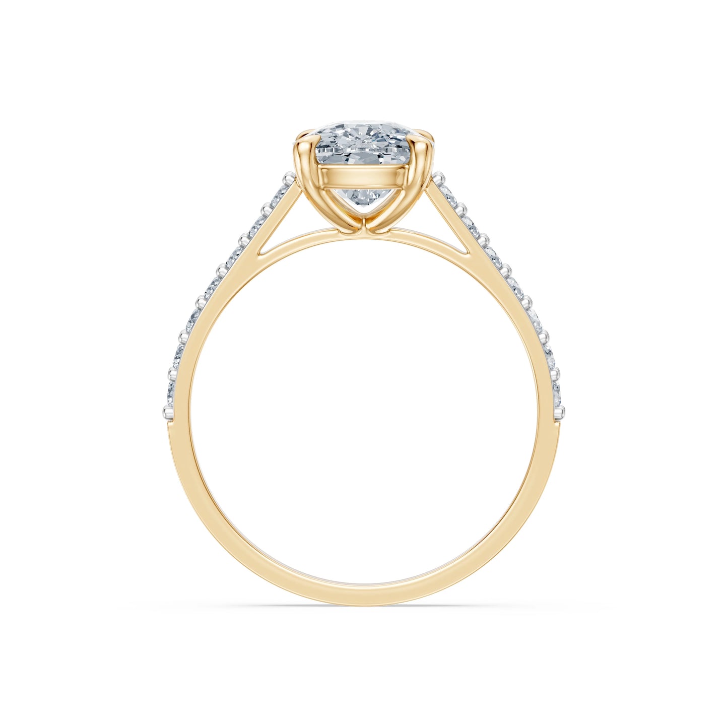 Cushion Lab Grown Diamond Slim Pave Eternity Ring 2.0ct by Qutahia Jewellery