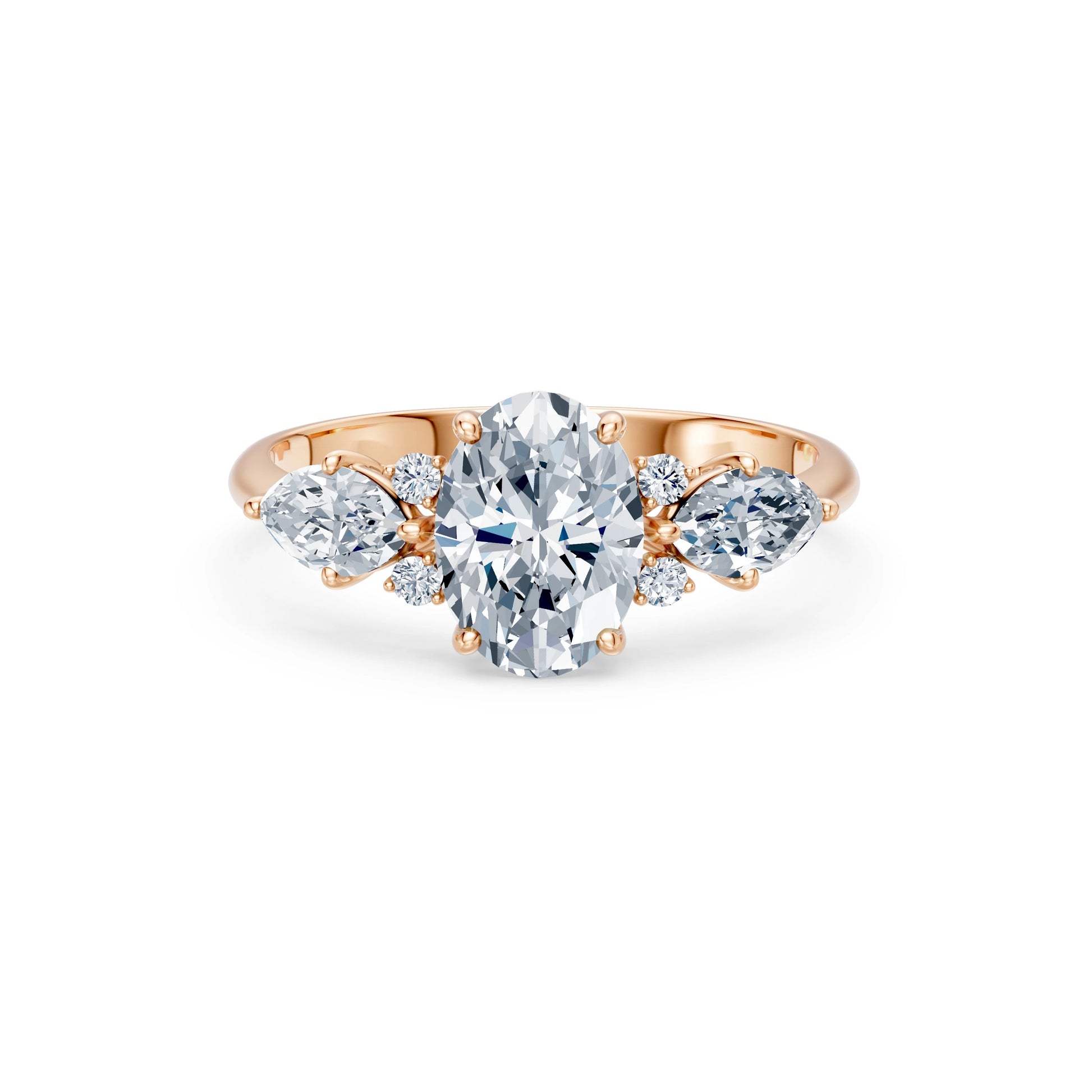 Oval Lab Grown Diamond Side Stone Eternity Ring 1.5ct by Qutahia Jewellery