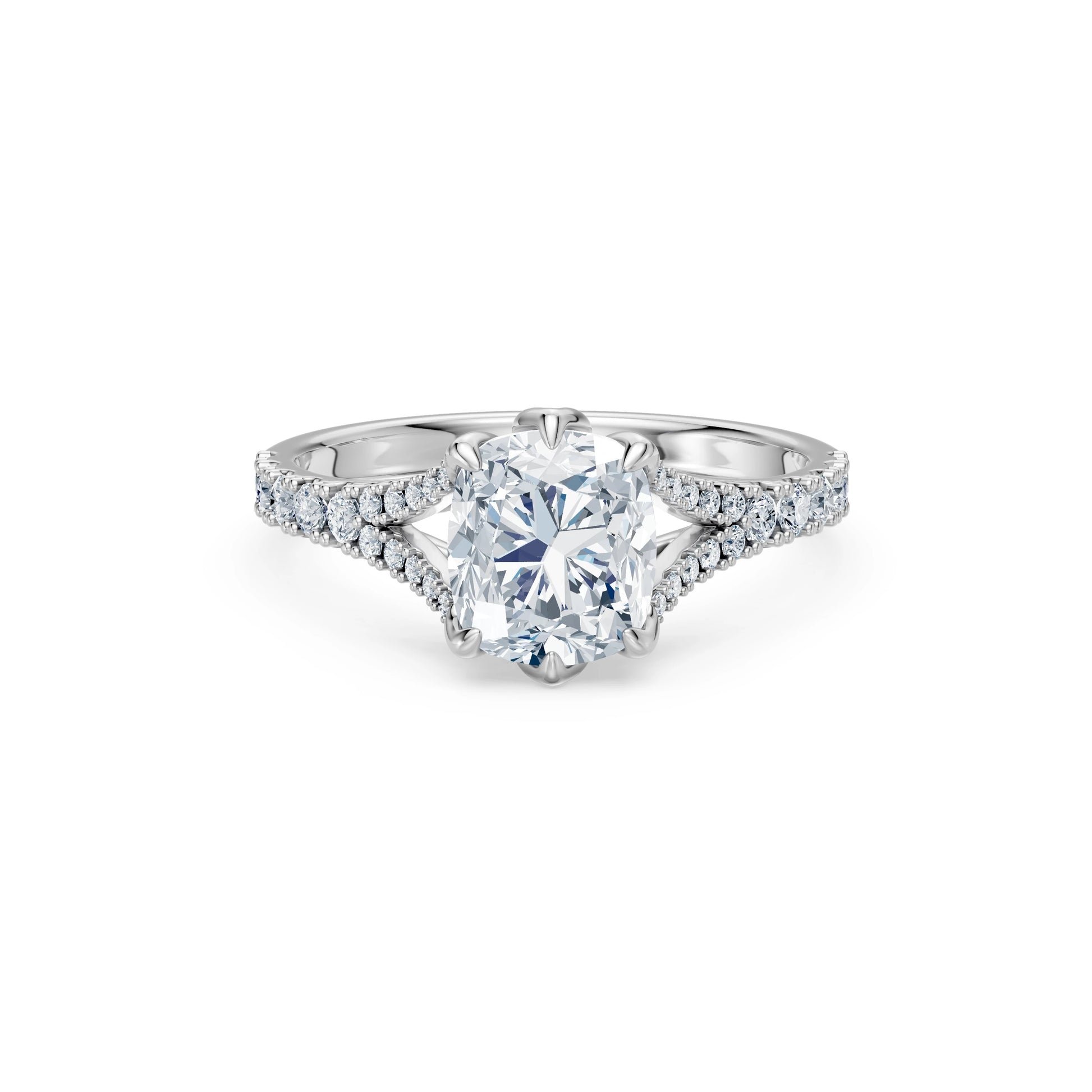 Cushion Lab Grown Diamond Micro Pave Eternity Ring 2.0ct by Qutahia Jewellery