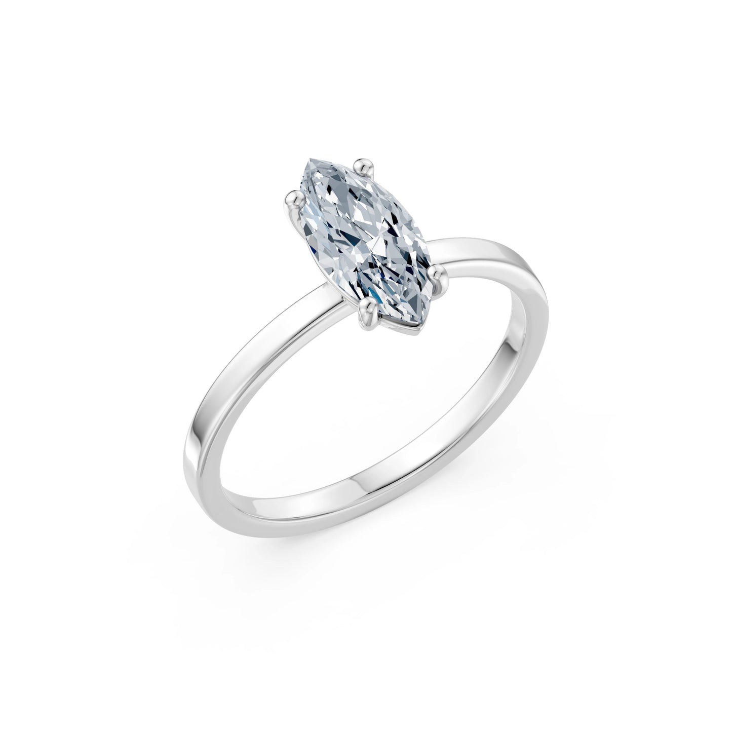 Marquise Lab Grown Diamond Solitaire Engagement Ring 1.0ct by Qutahia Jewellery
