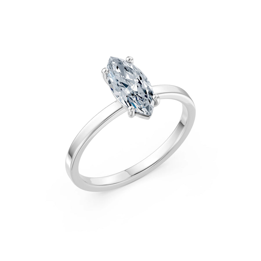 Marquise Lab Grown Diamond Solitaire Engagement Ring 1.0ct by Qutahia Jewellery