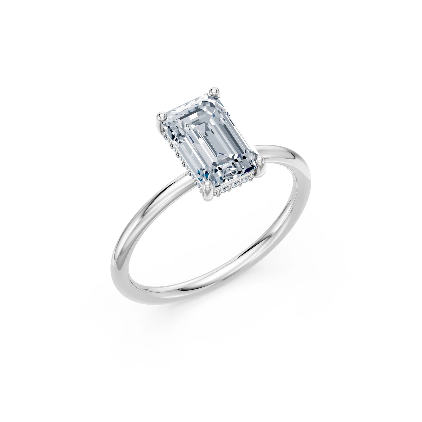 Emerald Lab Grown Diamond Micro Pave Engagement Ring 2.0ct by Qutahia Jewellery