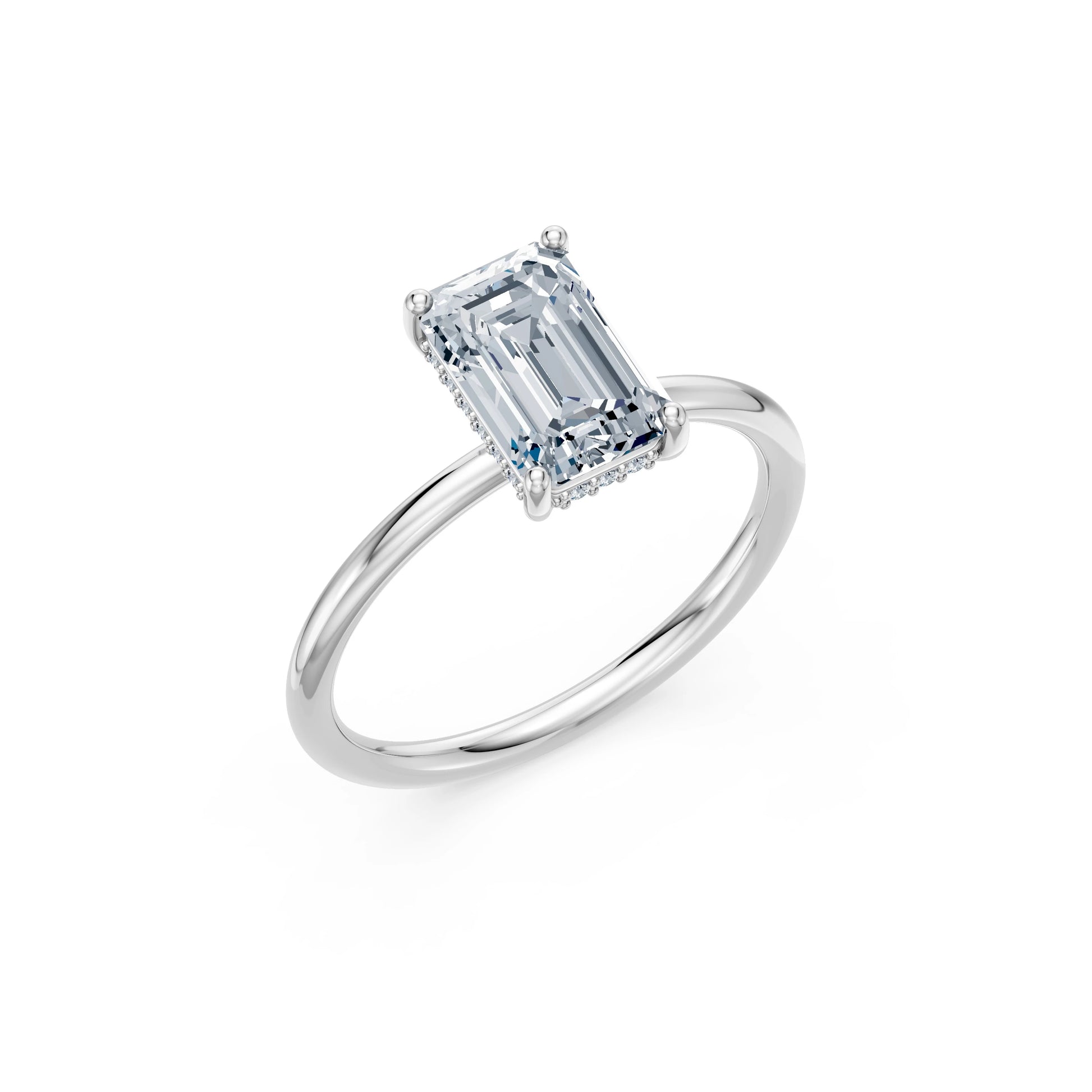 Emerald Lab Grown Diamond Micro Pave Engagement Ring 2.0ct by Qutahia Jewellery