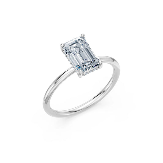 Emerald Lab Grown Diamond Micro Pave Engagement Ring 2.0ct by Qutahia Jewellery