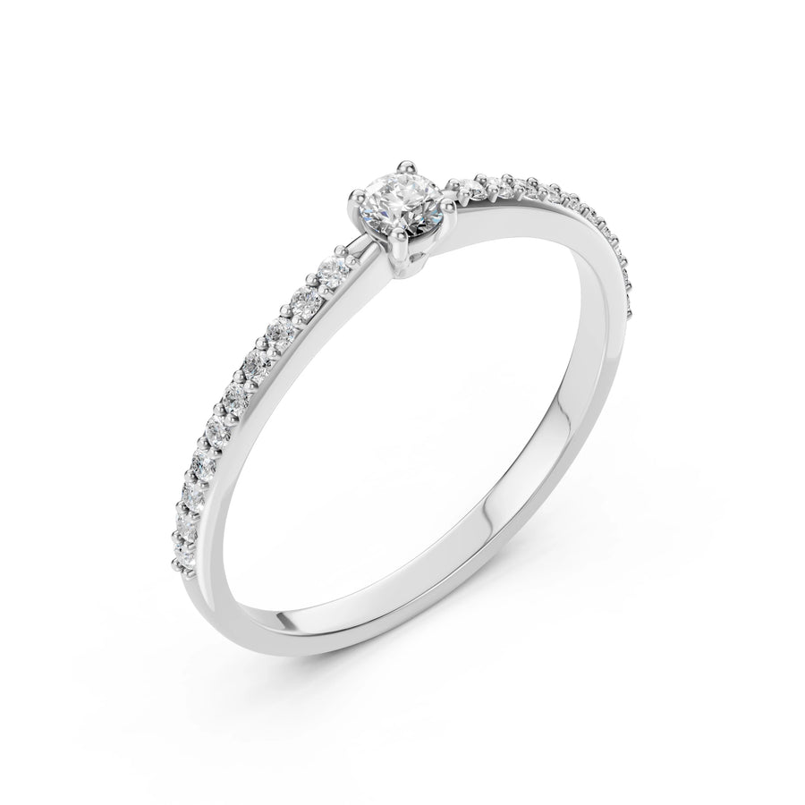 Solitaire Eternity Diamond Ring Round 0.1ct by Qutahia Jewellery