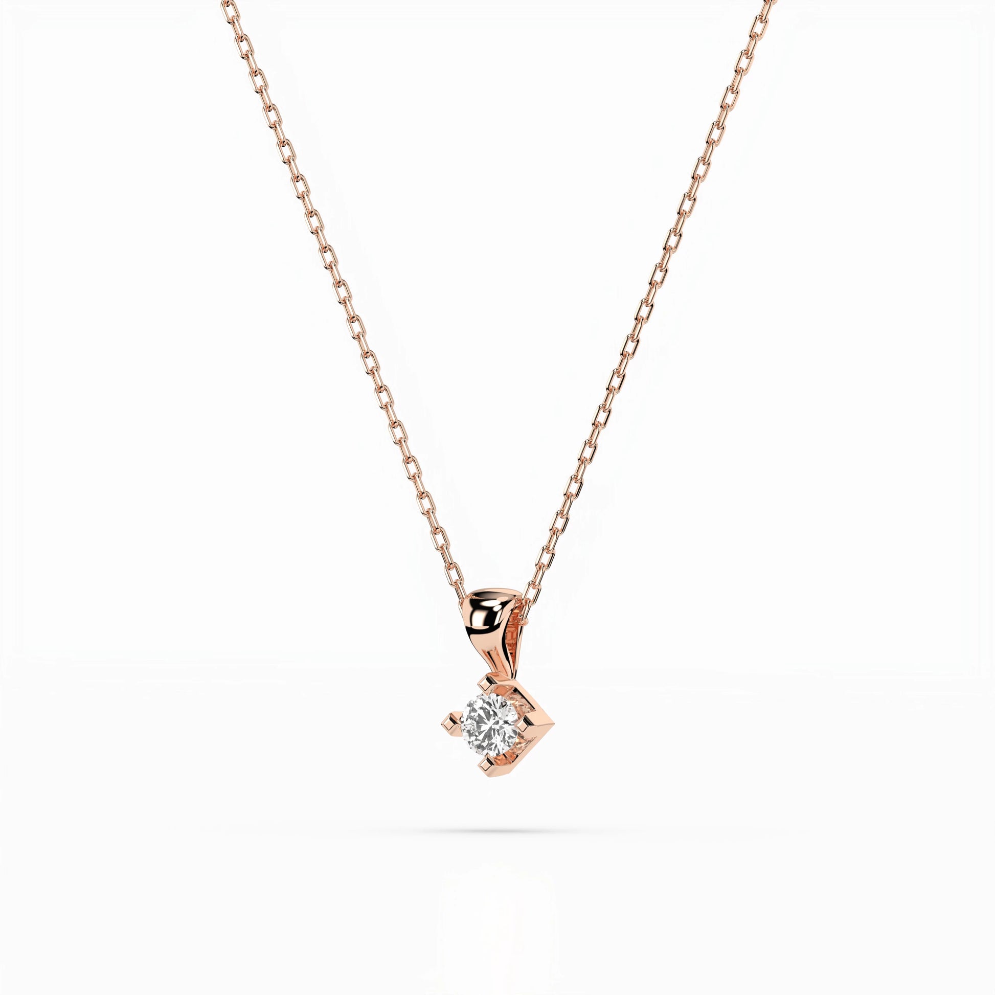 Solitaire Necklace (Round), 0.08 ct — 104-10014(2.7)