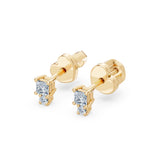 Small Diamond Earrings Princess 0.2ct by Qutahia Jewellery