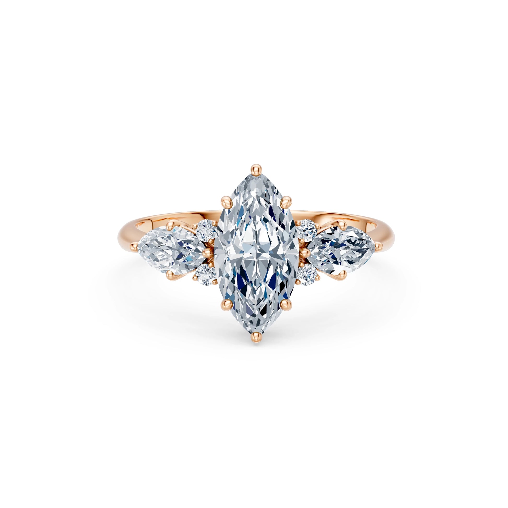 Marquise Lab Grown Diamond Side Stone Eternity Ring 1.5ct by Qutahia Jewellery