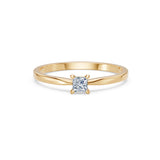 Solitaire Diamond Ring Princess 0.17ct by Qutahia Jewellery