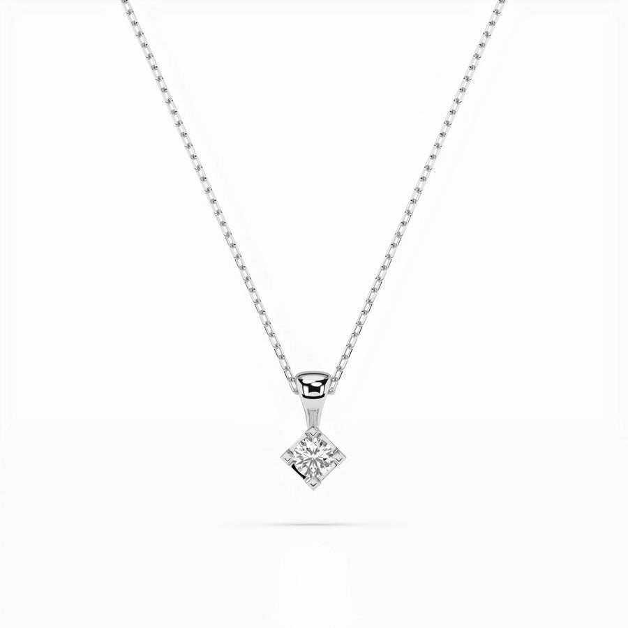 Solitaire Necklace (Round), 0.08 ct — 104-10014(2.7)