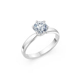 Round Brilliant Diamond Slim Solitaire Engagement Ring 1.0ct by Qutahia Jewellery