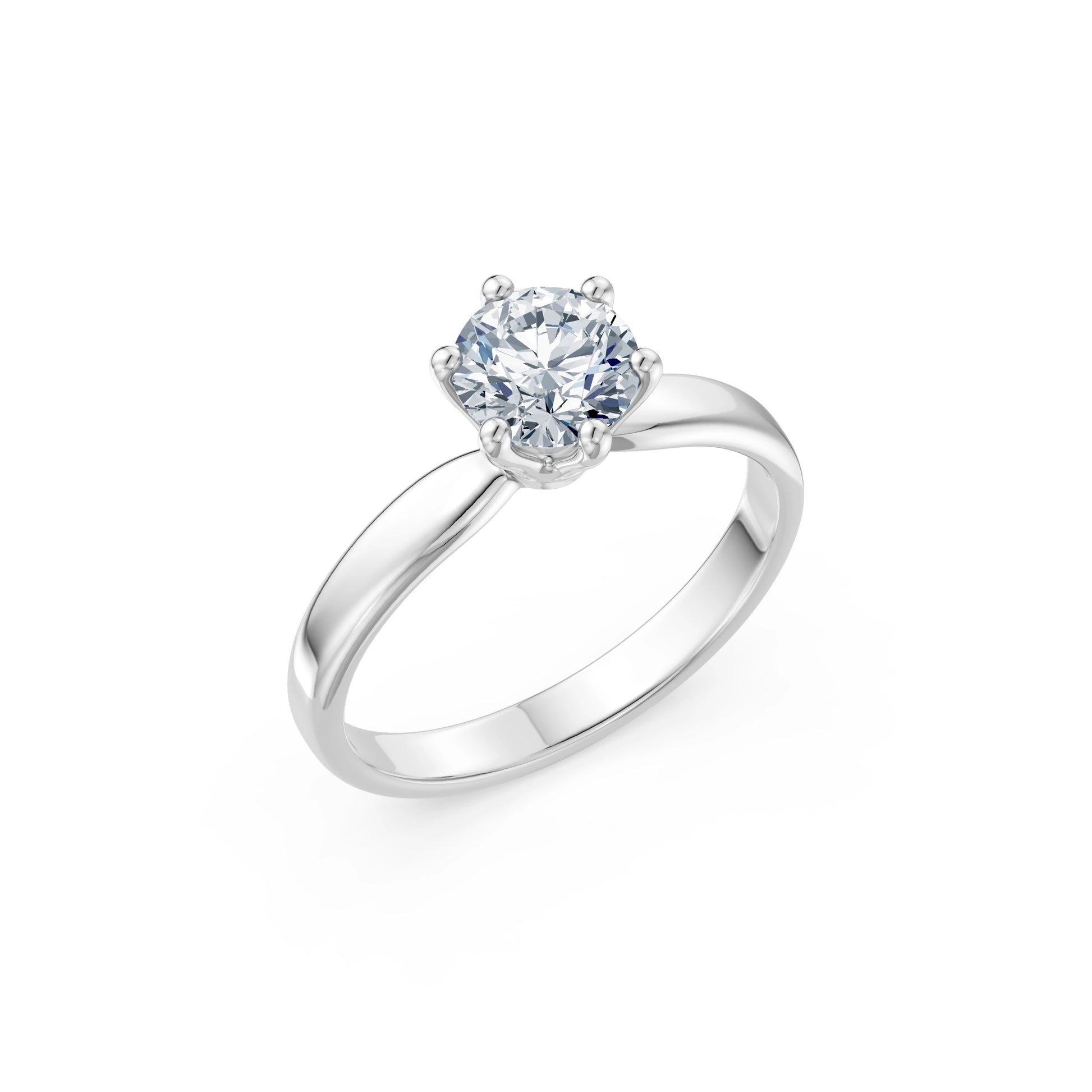 Round Brilliant Diamond Slim Solitaire Engagement Ring 1.0ct by Qutahia Jewellery
