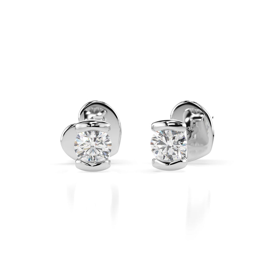 Diamond Stud Earrings Round 0.3ct by Qutahia Jewellery