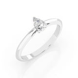 Solitaire Diamond Ring Pear 0.3ct by Qutahia Jewellery