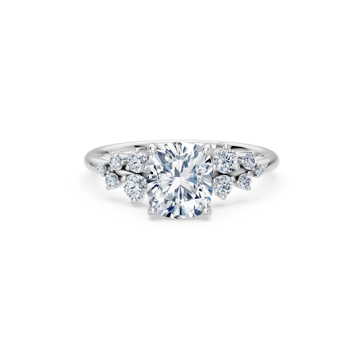 Cushion Lab Grown Diamond Classic Pave Eternity Ring 2.0ct by Qutahia Jewellery