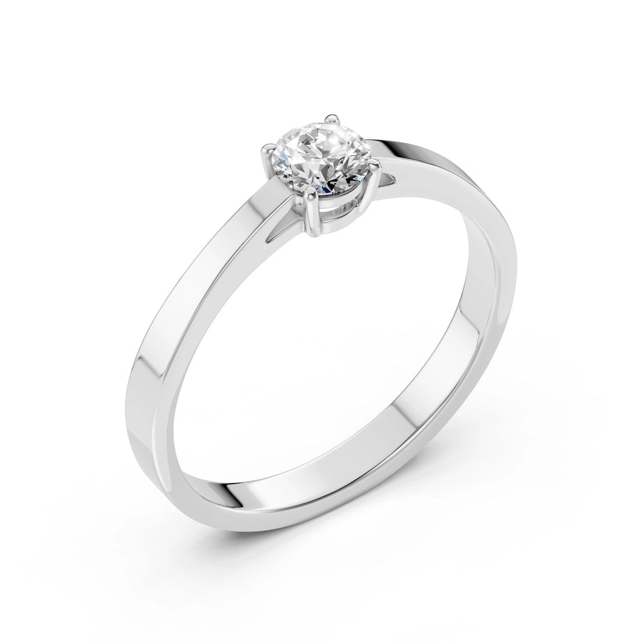 Solitaire Diamond Ring Round 0.4ct by Qutahia Jewellery