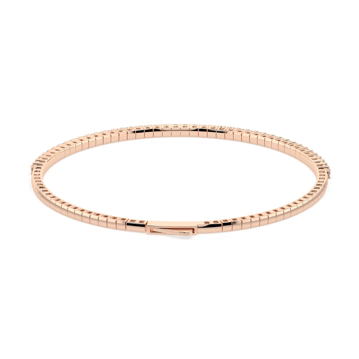 Natural diamond tennis bracelet 0.86ct in solid gold, view 9, by Qutahia Jewelry