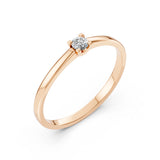 Solitaire Diamond Ring Round 0.1ct by Qutahia Jewellery