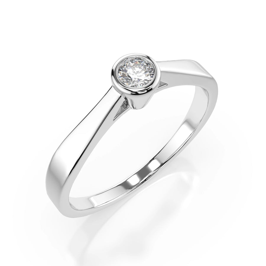 Solitaire Diamond Ring Round 0.05ct by Qutahia Jewellery