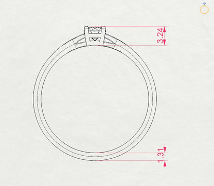 Solitaire Ring (Round), 0.2 ct — 101-10012/1(3.7)