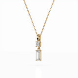 Diamond Pendant Necklace Baguette 0.1ct by Qutahia Jewellery