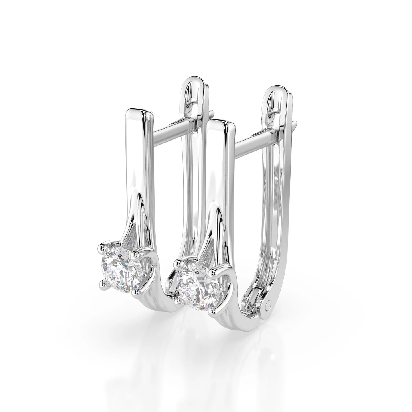 Solitaire English Lock Earring (Round), 0.2 ct — 102-10014(3.0)