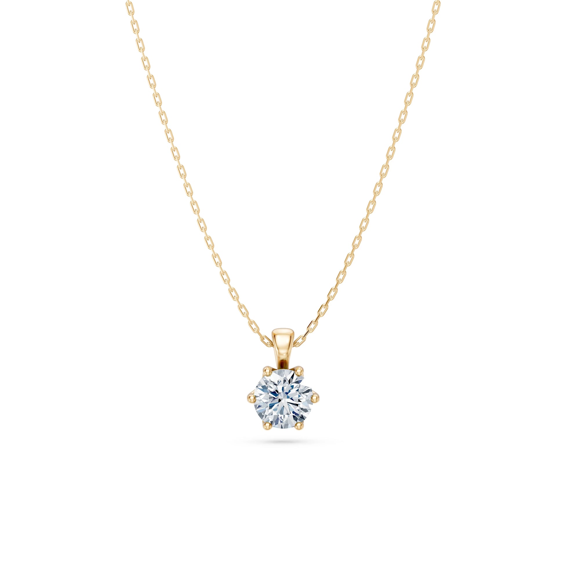Round Brilliant Diamond Classic Solitaire Necklace 0.7ct by Qutahia Jewellery