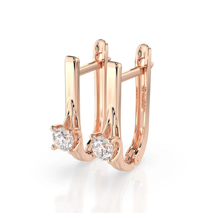 Solitaire English Lock Earring (Round), 0.2 ct — 102-10014(3.0)