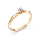 Solitaire Diamond Ring Round 0.1ct by Qutahia Jewellery
