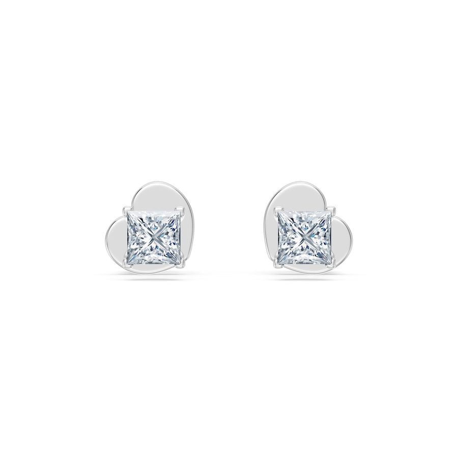 Diamond Stud Earrings Princess 0.34ct by Qutahia Jewellery