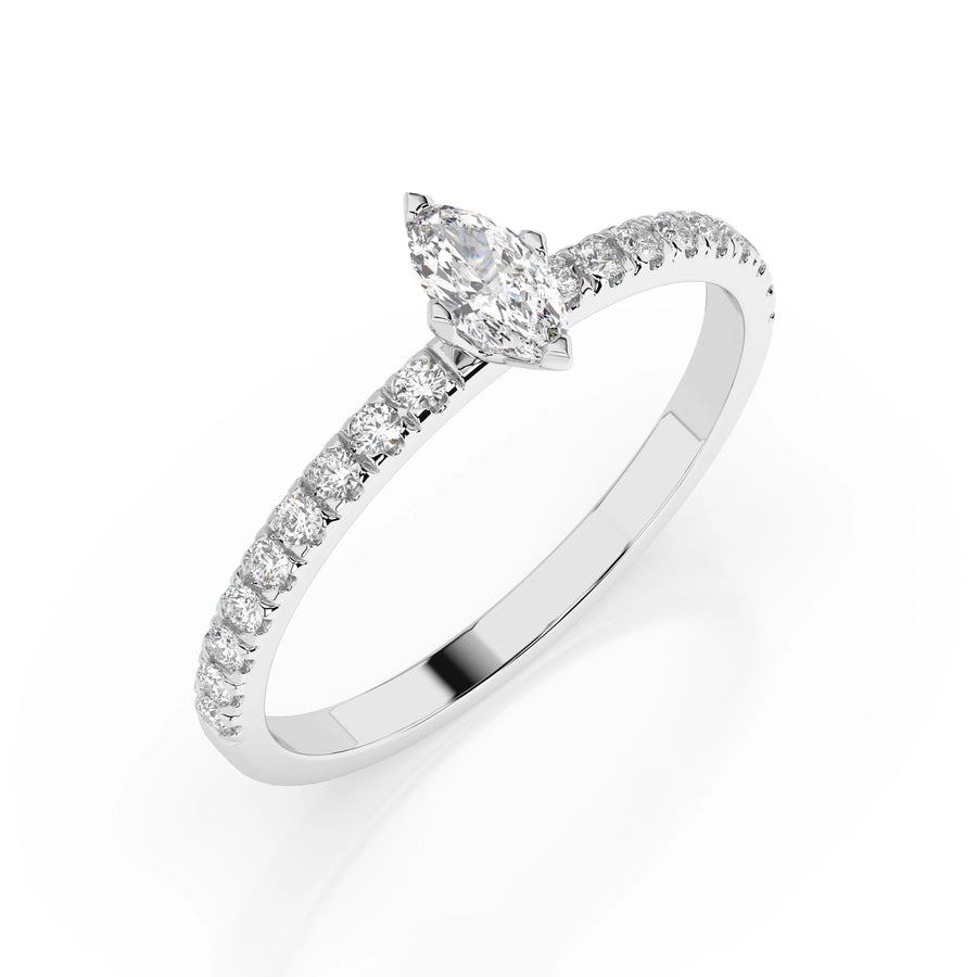 Solitaire Eternity Diamond Ring Marquise 0.15ct by Qutahia Jewellery