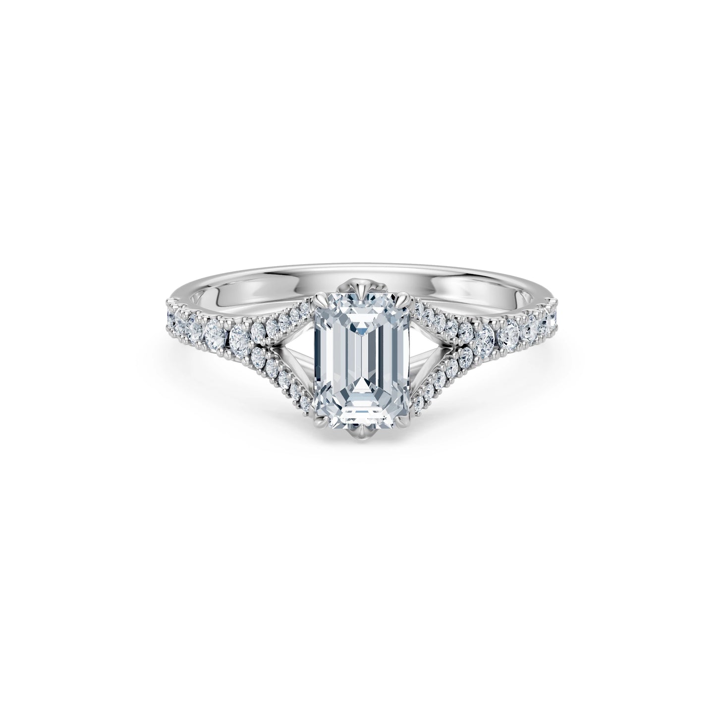 Emerald Lab Grown Diamond Micro Pave Eternity Ring 1.5ct by Qutahia Jewellery
