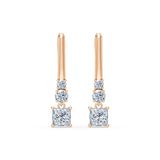 Diamond Eternity Earrings Princess 0.6ct by Qutahia Jewellery