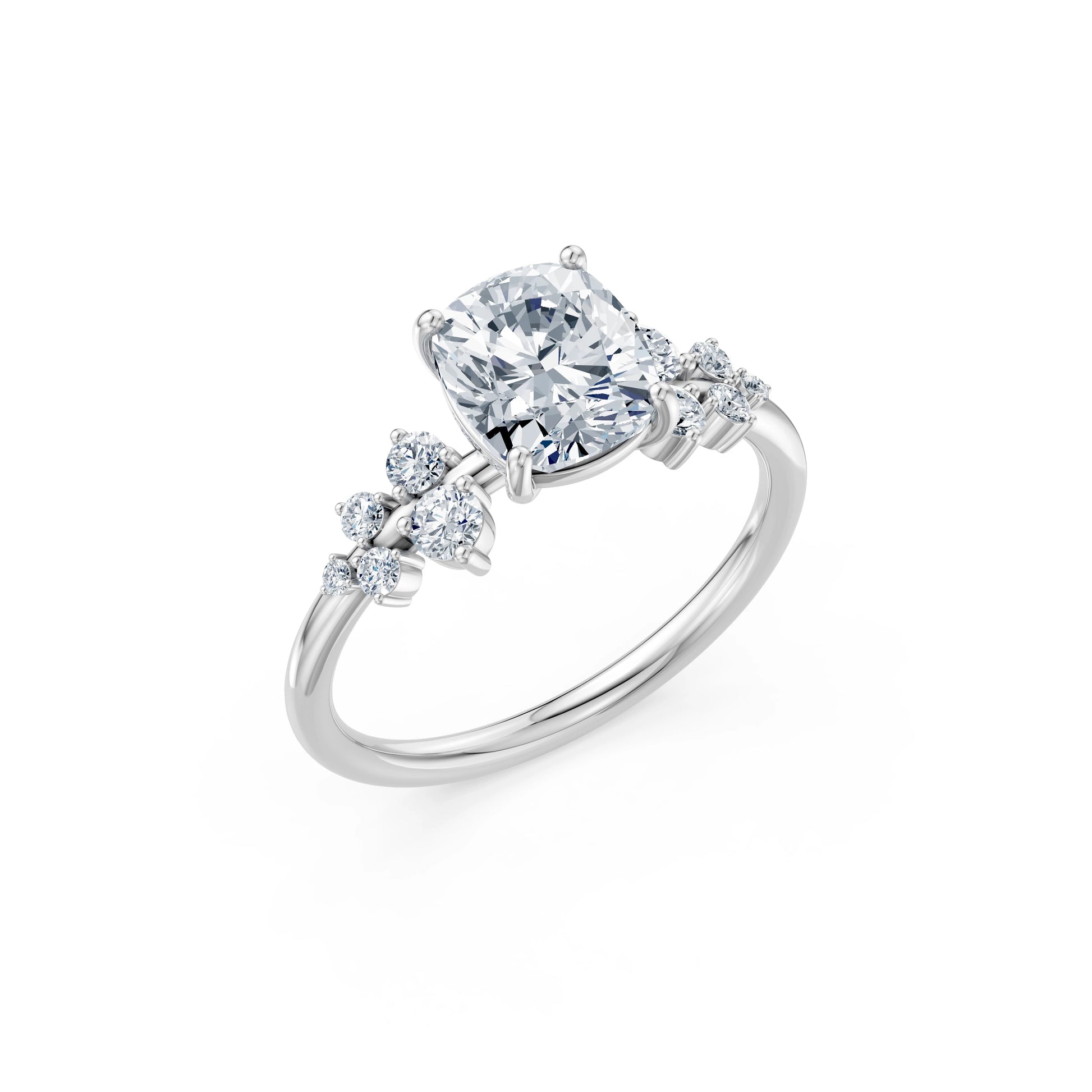 Cushion Lab Grown Diamond Classic Pave Eternity Ring 2.0ct by Qutahia Jewellery