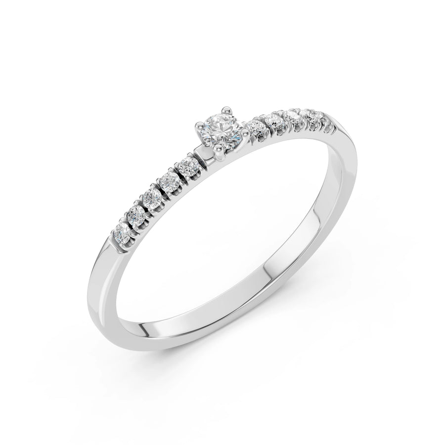 Solitaire Eternity Diamond Ring Round 0.07ct by Qutahia Jewellery