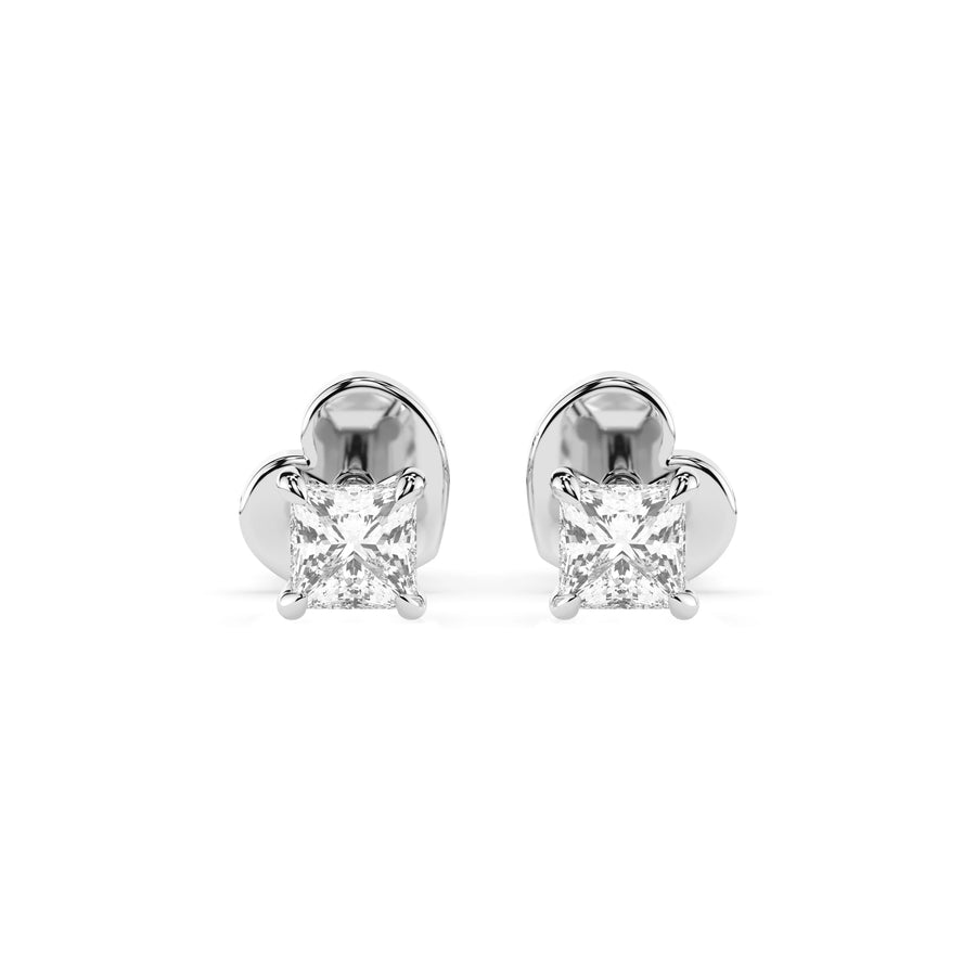 Diamond Stud Earrings Princess 0.34ct by Qutahia Jewellery