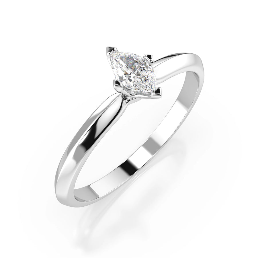 Solitaire Diamond Ring Marquise 0.1ct by Qutahia Jewellery