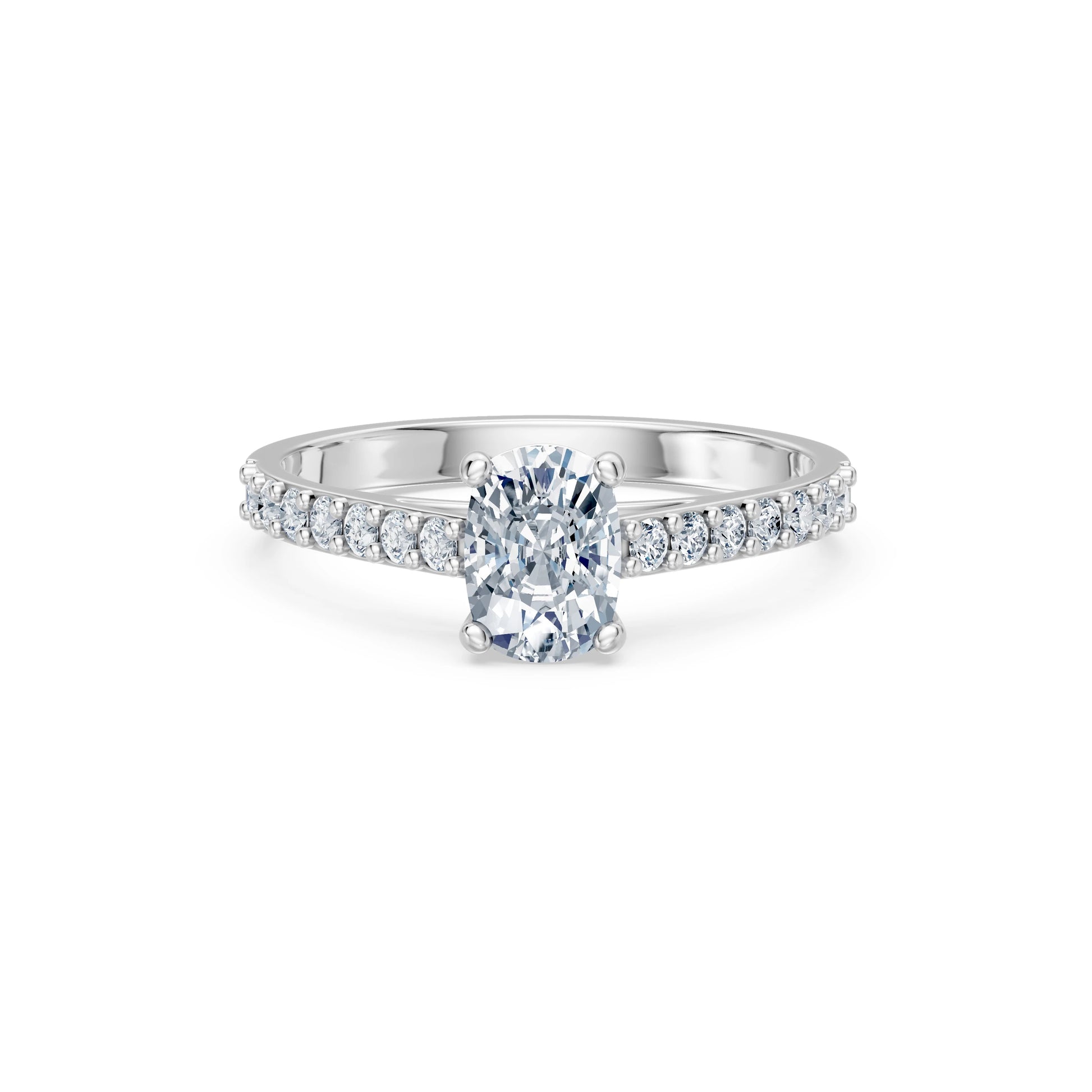 Cushion Lab Grown Diamond Slim Pave Eternity Ring 1.0ct by Qutahia Jewellery