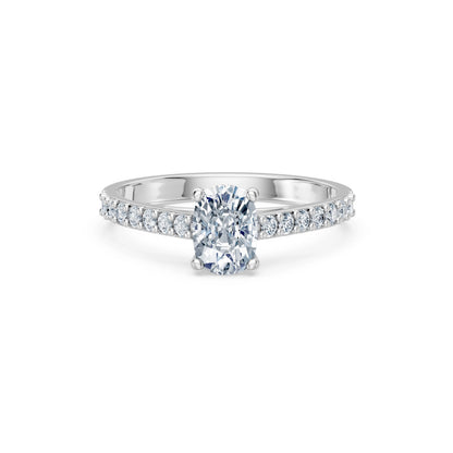 Cushion Lab Grown Diamond Slim Pave Eternity Ring 1.0ct by Qutahia Jewellery