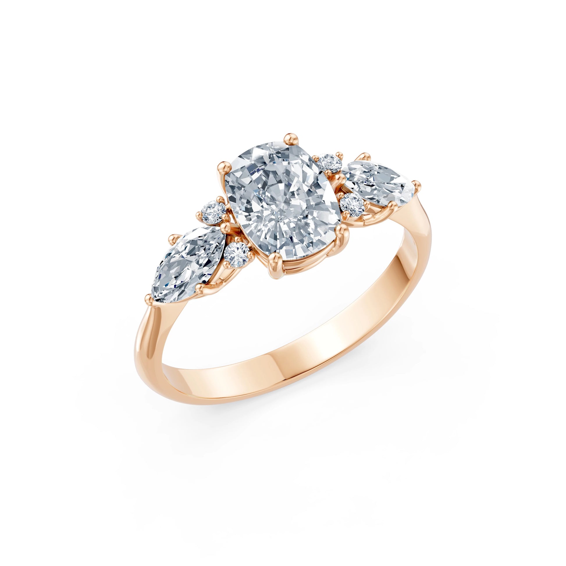 Cushion Lab Grown Diamond Side Stone Eternity Ring 1.5ct by Qutahia Jewellery